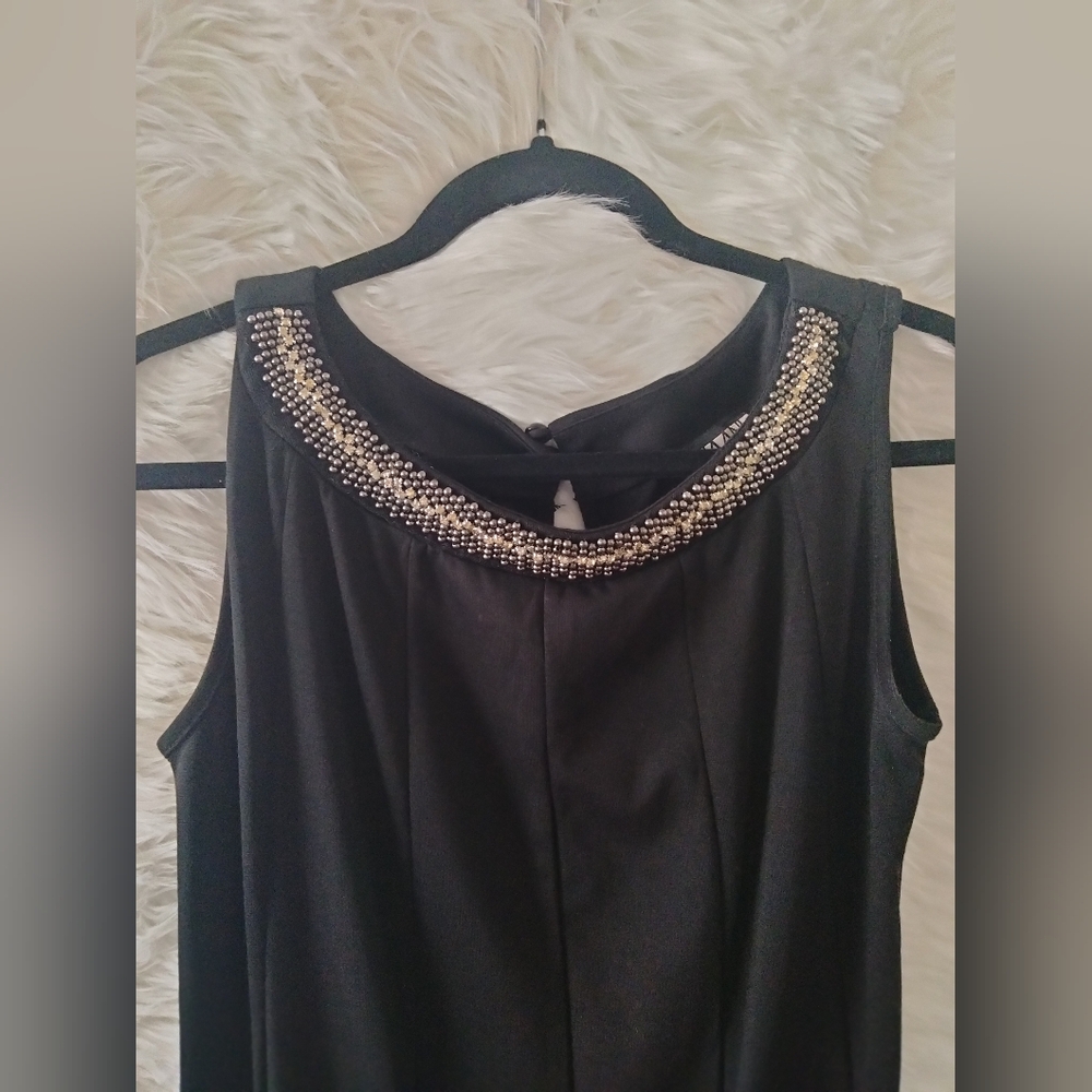 Haani Black Maxi LBD with Embellished Neckline